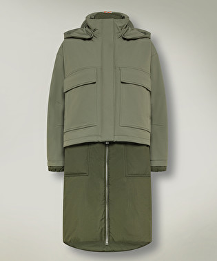 Parka lungo in scuba e nylon superleggero | Dekker