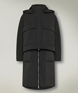 Parka lungo in scuba e nylon superleggero | Dekker