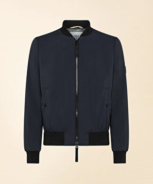 Smooth bomber jacket with contrasting colour knitwear | Dekker