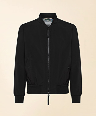 Smooth bomber jacket with contrasting colour knitwear | Dekker