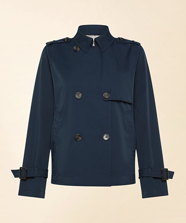 Short trench coat with belt